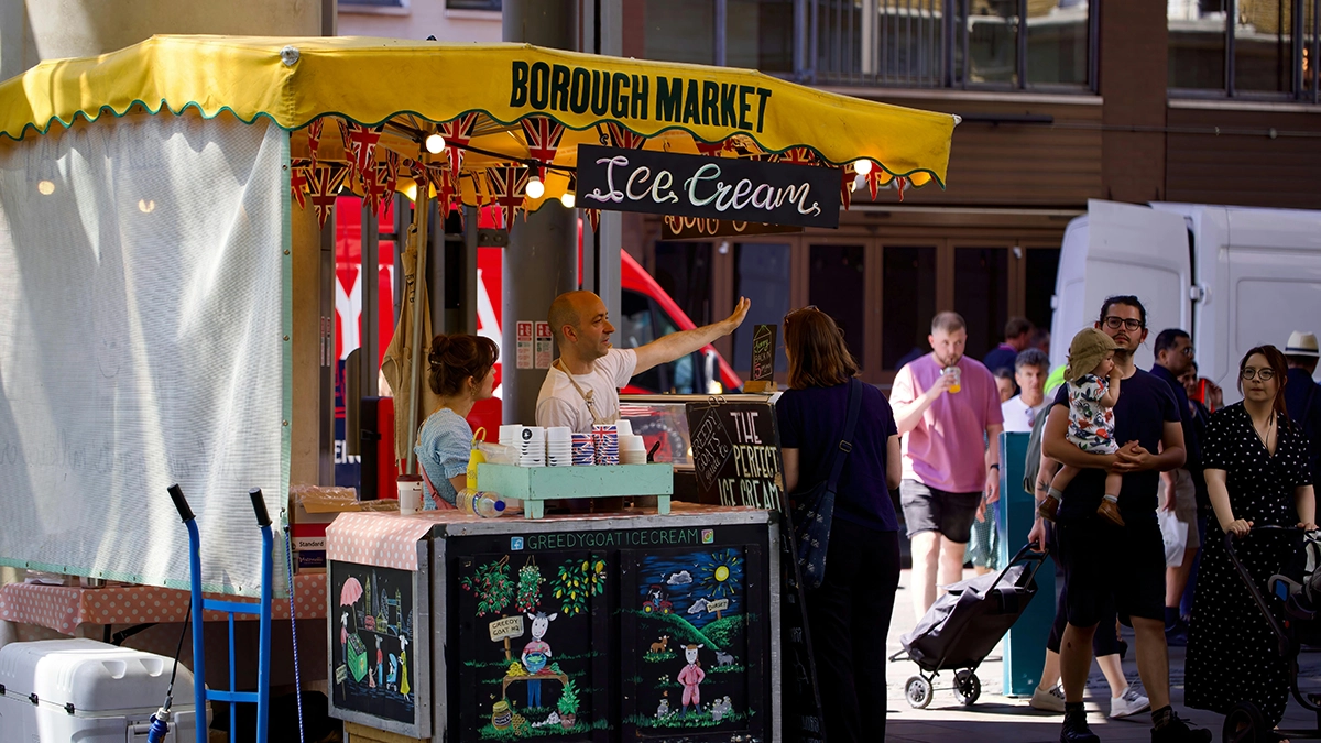An ice cream seller at Borough Market
