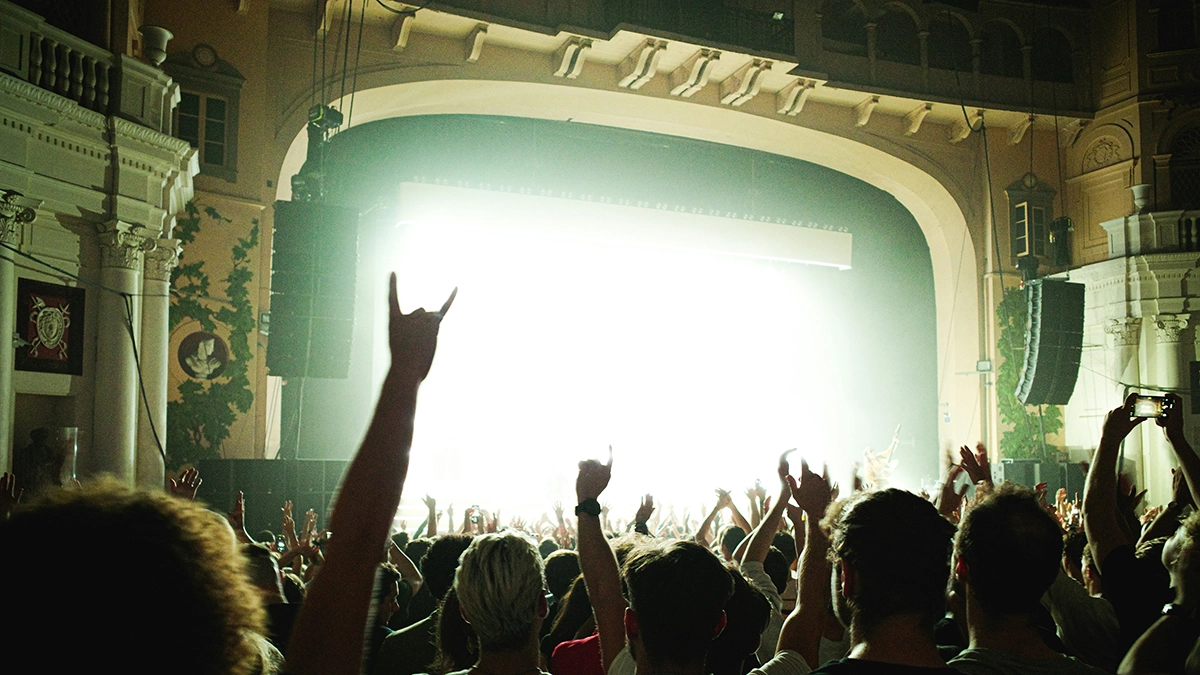 A crowd enjoying a gig at the Brixton Academy