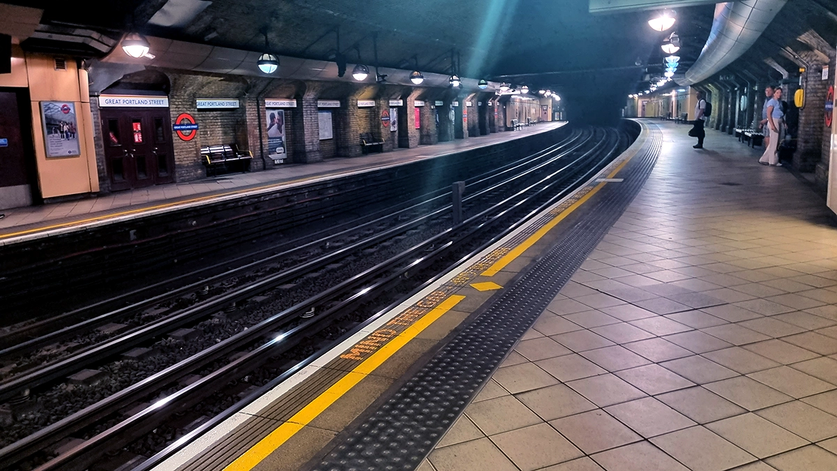 A view across the platforms at Great Portland Street station