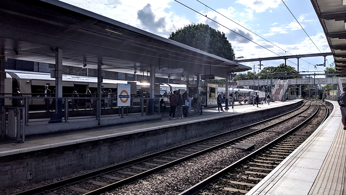 A view across the busy platforms at Highbury and Islington station
