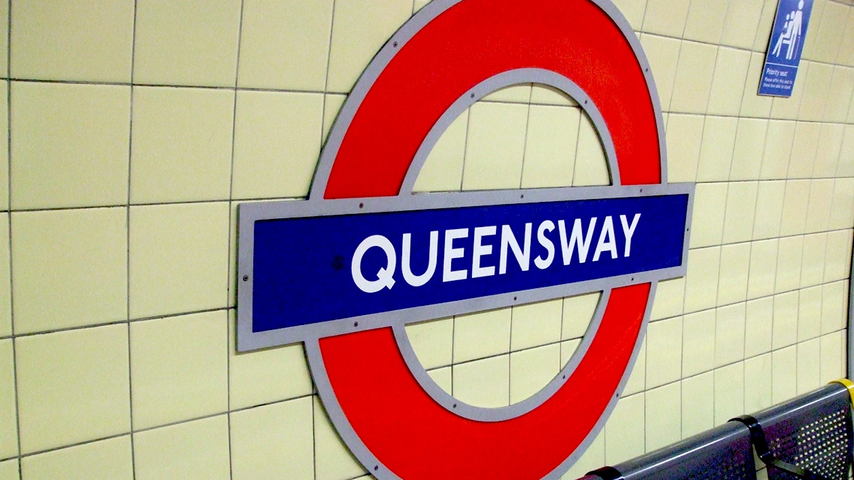 A roundel at Queensway tube station