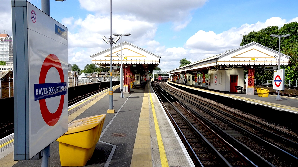 A view across the platforms at Ravenscourt Park tube station