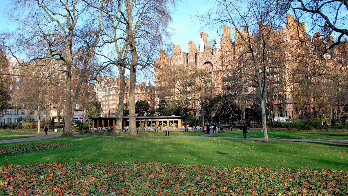 Russell Square garden next to Russell Square tube station