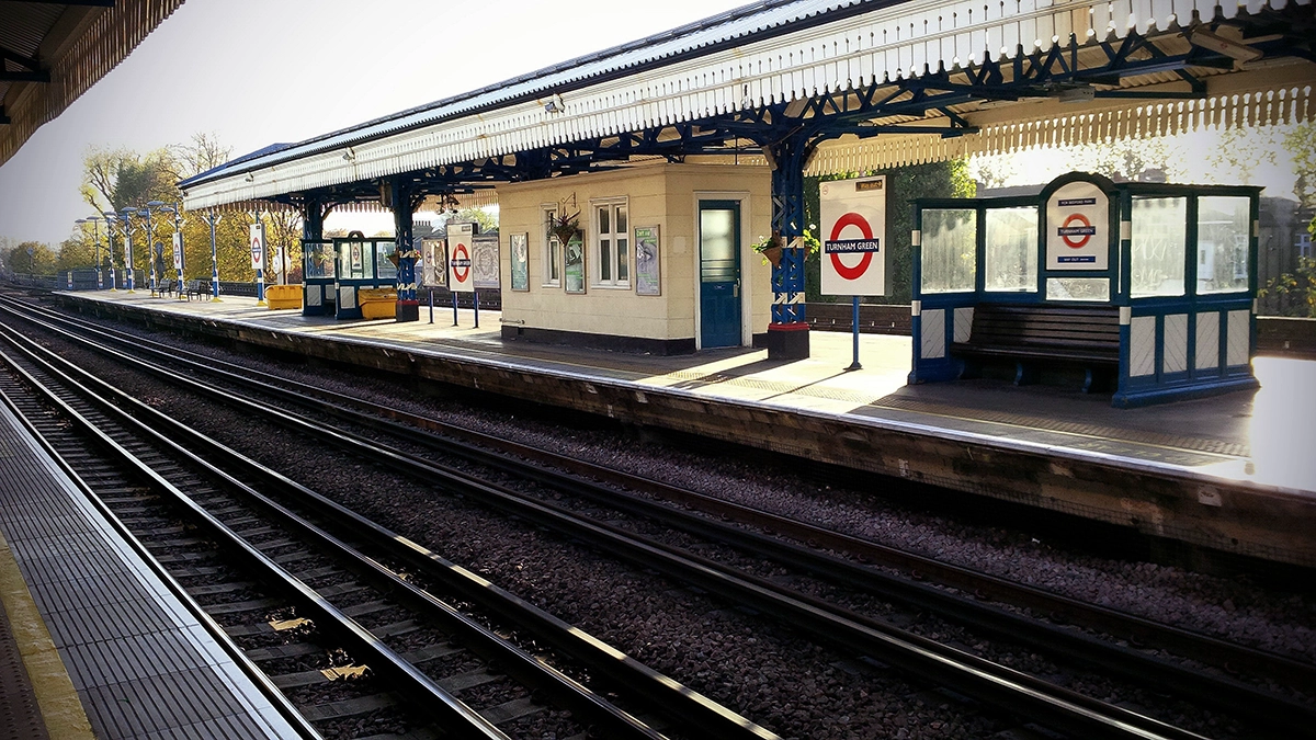 A view across the tracks at Turnham Green underground station