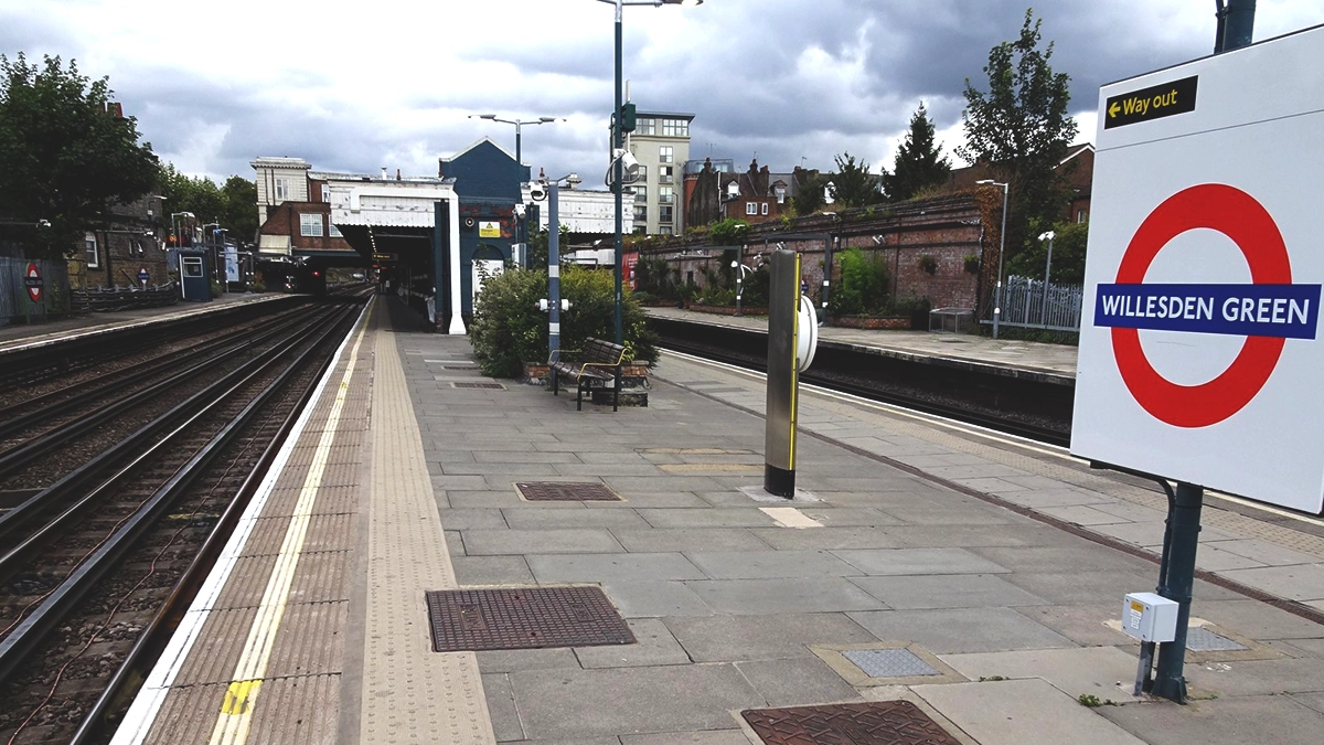 A view down the platform at Willesden Green tube station