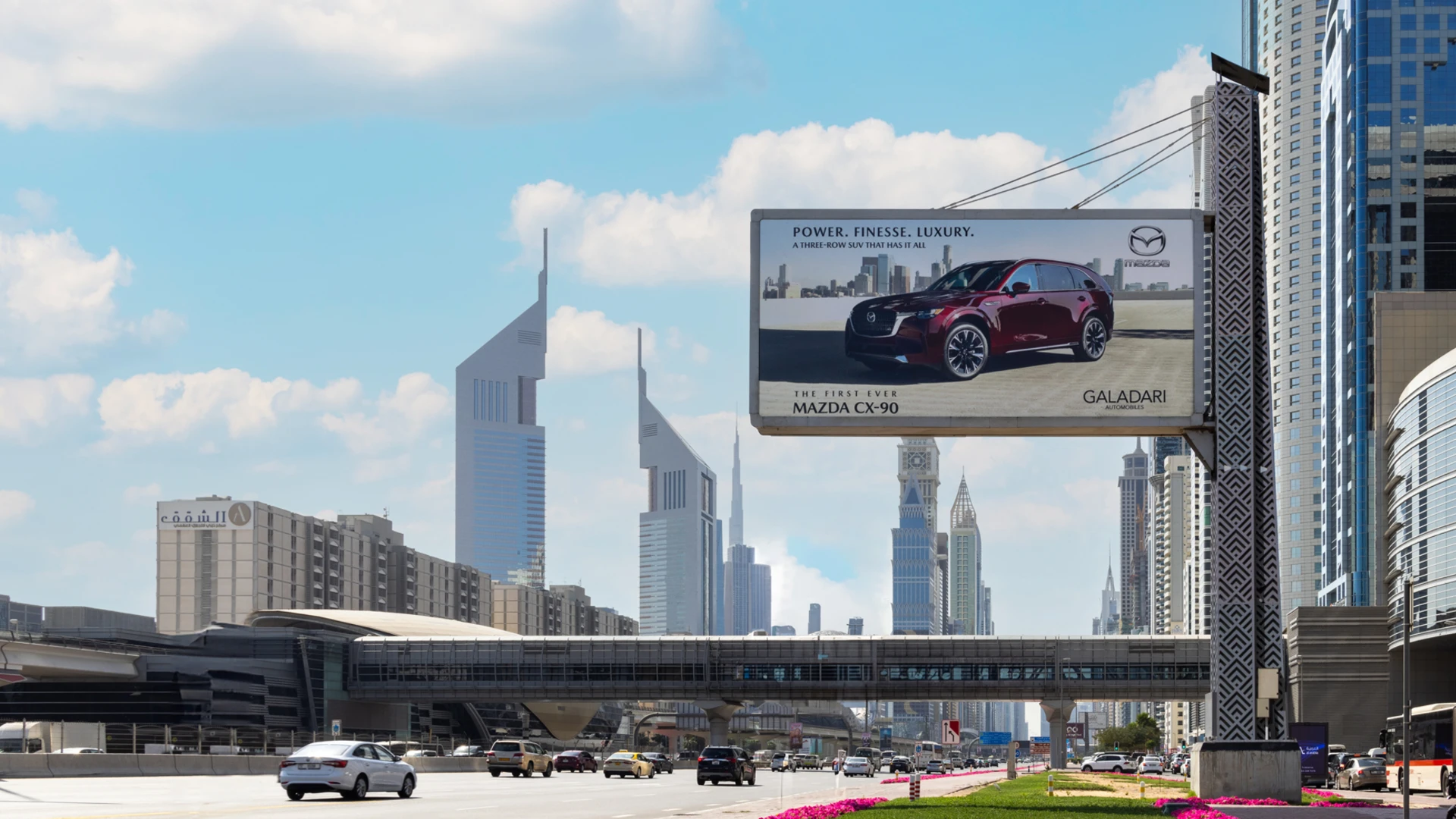 Unipole Billboard Advertising on Dubai Sheikh Zayed Road- Dubai Advertising
